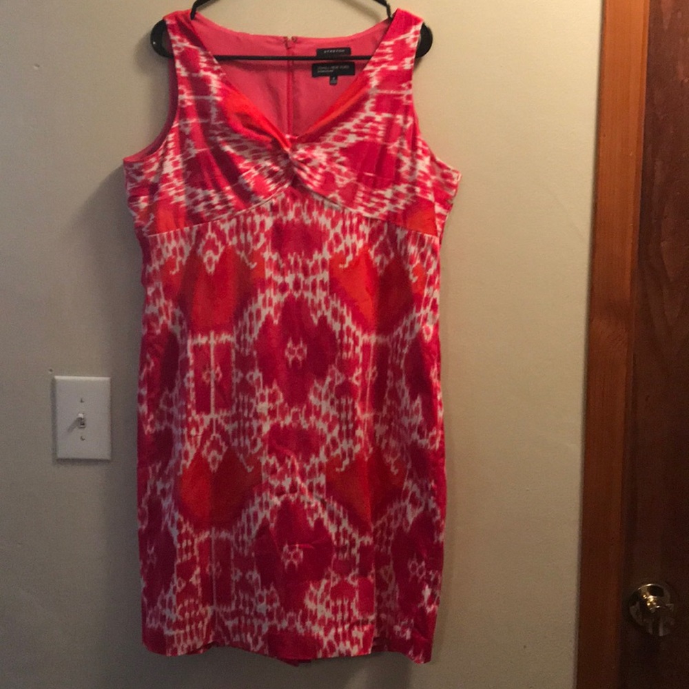 Jones New York Red and White Patterned Dress